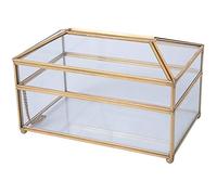 KVSERT Práctica caja de pañuelos de espejo de vidrio dorado exquisita caja de pañuelos de maquillaje de vidrio elegante para cumpleaños, bodas de Navidad