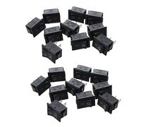 KVSERT SPST Mini interruptor basculante negro de 2 AC 125 V 10 A 250 V 6 A 20 unidades