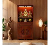 KVTUYC Mesa de Altar Budista con Armario de Almacenamiento, nicho Multifuncional para Buda de Estilo Chino, Ideal para Guardar artículos rituales e Incienso, para Uso en la adoración Familiar.(53cm)