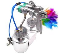 KVTUYC Pistola pulverizadora de doble boquilla, pulverizadora neumática de pintura de doble cabezal, 1200 rpm, boquilla de 1,3 mm, ideal para modificación de vehículos y uso industrial.