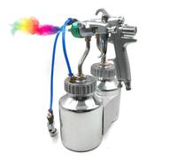 KVTUYC Pulverizador de pintura de doble cabezal con alimentación a presión, máquina de pulverización neumática de alta presión, boquilla de 1,3 mm, para recubrimiento a base de agua, adhesivo AB
