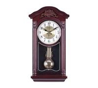 KVTUYC Reloj de Pared con péndulo y campanadas, Relojes de Pared Europeos Vintage con péndulo oscilante, Funcionamiento silencioso a Pilas, Ideal para salón, repisa de Chimenea y estanterías.(Red)