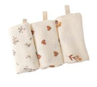 KVWIBP Muselinas Bebe Algodon 100% Pack de 3, Gasas para Bebes Recien Nacido 22x23 cm, Toalla Bebe Ultra Suave y Absorbente para Lactancia, Cara y Baño, Diseño