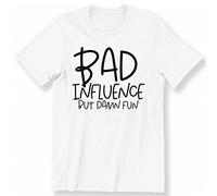 KVXSQLH HAODI Bad Influence But Damn Fun Men's Ladies T-Tshirts Camisetas y Tops Funny Slogan Top 100% Cotton Mens Women T Tshirts Camisetas y Tops 100% Cotton(Medium)