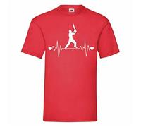 KVXSQLH HAODI Cricket Heartbeat White Yellow Black Red Mens Women T Tshirts Camisetas y Tops 100% Cotton 16 Colours to Choose From90038(Medium)