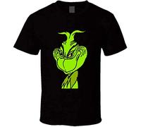 KVXSQLH How The Grinch Stole Christmas Cartoon Face Black T Tshirts Camisetas y Tops(Medium)