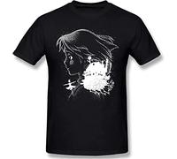 KVXSQLH Howls Moving Castle Men's Basic Short Sleeve T-Tshirts Camisetas y Tops Black (XX-Large)
