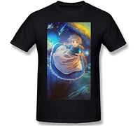 KVXSQLH Howl's Moving Castle Soft Men's Tops Short Sleeve Tshirts Camisetas y Tops Black (Medium)
