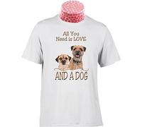 KVXSQLH Huan Border Terrier White Yellow Black Red Mens Women T Tshirts Camisetas y Tops 100% Cotton All You Need is Love and A Dog. Can Be Personalised(Small)