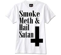 KVXSQLH T-Shirt Smoke Meth and Hail Satan Satanism Funny Goth(Small)