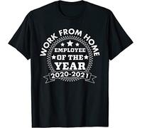 KVXSQLH Work from Home Employee of The Year - Funny Remote Working T-Shirt Black(Medium)