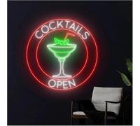 Kvyro Luz de neón Lámpara de ambiente relajante, cócteles, logotipo negocio abierto, letreros neón, letras poder ajustables(50cm)