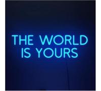 Kvyro Luz de neón Lámpara de ambiente relajante El mundo es tuyo, letrero neón con letras para dormitorio, oficina, boda, hombre(B)