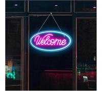 Kvyro Luz de neón Letrero de neón Letreros Bienvenidos Para Luces Nocturnas Comerciales Regulables 20cmx40cm