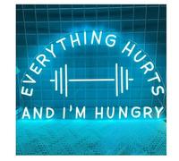 Kvyro Luz de neón Para letrero de neón para todo lo que duele y tengo hambre, luces gimnasio, decoración pared(60x38cm)