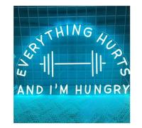 Kvyro Luz de neón Para letrero de neón para todo lo que duele y tengo hambre, luces gimnasio, decoración pared(60x38cm)