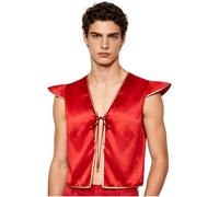 Kvysinly Hombre Chaleco Oriental Disfraz Sultán Disfraz Príncipe Árabe Traje Árabe Carnaval Chaleco Domador Circo Pantalones Príncipe Rave Rojo XL