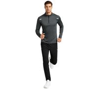 Kvysinly Hombre Conjuntos Trotar Traje Ejercicio Gimnasio Completo Portero Gris oscuro negro S