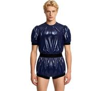 Kvysinly Hombre Pantalones Incontinencia En Adultos Jumpsuit Con Botones En El Entrepierna Bikini Pañales Hombres Incontinentes Body Entero Azul marino M