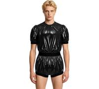 Kvysinly Hombre Pantalones Incontinencia En Adultos Jumpsuit Con Botones En El Entrepierna Bikini Pañales Hombres Incontinentes Body Entero Negro M