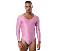 Kvysinly Mono de nailon brillante para hombre, combinación deportiva, traje de baño ajustado, tanga, gimnasia, Rosa., L