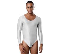 Kvysinly Mono de nailon brillante para hombre, combinación deportiva, traje de baño ajustado, tanga, gimnasia, Blanco, M