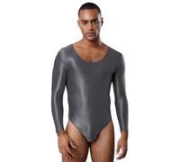 Kvysinly Mono de nailon brillante para hombre, combinación deportiva, traje de baño ajustado, tanga, gimnasia, gris, XL