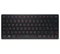 Cherry KW 9200 Mini, Teclado Compacto Multidispositivo para hasta 4 Dispositivos, Distribución de Teclado Inglés UK (QWERTY), Conexión Bluetooth, Radiofrecuencia o Cable, Recargable, Negro