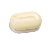 KW - triO Perforadora de papel de 3 orificios, mini perforadora de hojas sueltas de mano, apertura de 5,5 mm con recolector de desechos de papel, perforadora de 3 orificios para (Amarilla)