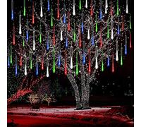 Kwaiffeo Decoración Navideña, 10 Tubos LED de lluvia de Meteoritos Luces de Hadas al Aire Libre, Luces de lluvia Impermeables para Navidad Halloween árbol de Navidad Boda Jardín Ventana Multicolor