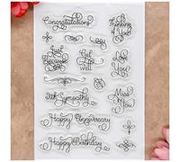 Kwan Crafts Words Congratulations Love You Miss You Happy Anniversary Sellos transparentes para hacer tarjetas, decoración y álbumes de recortes de bricolaje