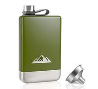 KWANITHINK Petacas de Alcohol con Embudo, Regalo Padre 8oz/227ml Acero Inoxidable Petacas para Licor Whisky, Petaca Verde para Hombres Camping, Exteriores, Senderismo, Escalada