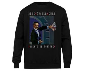 Kwantees Blue Ã-Yster Cult Agent of Fortune Sudadera Unisex Negra Cuello Redondo Ecológica