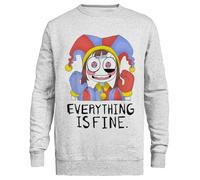 Kwantees Digital Circus Pomni Everything Sudadera Unisex Gris Cuello Redondo Ecológica