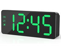 KWANWA Despertador digital con gran pantalla LED, brillo ajustable, formato de 12/24 horas, fácil manejo, funcionamiento con red, incluye adaptador, reloj de mesita de noche perfecto para el hogar