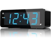 KWANWA Despertador Digital, Pantalla LED de 1,8 Pulgadas con números Grandes, Despertador Alimentado por Pilas, Brillo Ajustable, función de repetición, 12/24 Horas, números fáciles de Leer para