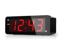 KWANWA Reloj Despertador Digital, Pantalla LED de 1.8 Pulgadas con dígitos Grandes, Reloj Despertador Funciona con Pilas, Brillo Ajustable, función de repetición, 12/24 Horas, números fáciles de Leer