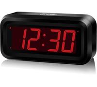 KWANWA Reloj Despertador, Funciona con Pilas, Pantalla de 12/24 Horas, Brillo de 3 Niveles, función de repetición, pequeño Reloj Digital de Mesa para Dormitorio, Oficina, hogar (Pantalla roja)