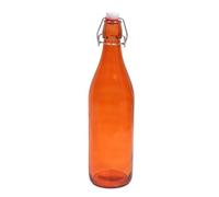 KWARE Botellas de vidrio de estilo vintage de 1 litro, ideales para uso doméstico o comercial, llenar con agua, vino, licor, aceite, cerveza, licor o cordiales (naranja)
