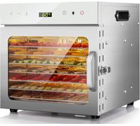 Kwasyo 8 Bandejas Deshidratador de Alimentos, Recetas Temperatura Ajustable 30-90℃, Acero Inoxidable Completo, Temporizador de 24 horas, Deshidratadora de Frutas, BPA Free