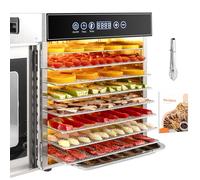 Kwasyo Deshidratador de Alimentos Acero Inoxidable Libre de BPA, Deshidratadora de Frutas y Verduras con Pantalla LCD, Temperatura 30-90℃, Temporizador, Hierbas, Nueces, Yogurt, 8 Bandejas, 500W
