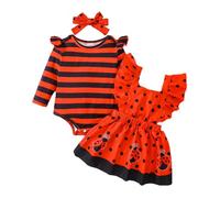 Kwatieh 2026 Trajes Cosplay para Abejas Bebé Niña Disfraces de Halloween Set 3 unids Pantalones Unidos Vestido Impreso Abeja Con Diadema Carnaval Navidad 0-18 Meses #306