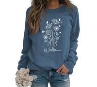 Kwatieh Black Hoodies Women Flower Graphic Sweatshirt For Women 80s Vintage Minimalistic Floral Printed Long Sleeves Shirt Loose Pullovers Tops Sudaderas NavideñAs Mujer K806