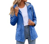 Kwatieh Chubasquero para mujer, con bolsillos en las mangas, ligero, largo, con capucha, cortavientos, softshell, talla grande, talla 6-24 K617
