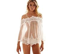 Kwatieh Ropa Interior Mujer Conjuntos - Floral Ropa Interior Mini Vestido Ahuecado Femme Chemise de Nuit Ropa Interior Babydoll Negligee Chemise Lace Sexy Ladies Ropa