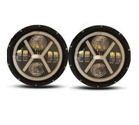 KWAYA Montaje Faro Para Suzuki para Samurai SJ410 faros redondos LED de 7 pulgadas DRL faros delanteros de haz alto y bajo conjunto de faros de coche todoterreno Faro Principal (Color : 19)