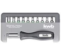 kwb 151040 - Caja de herramientas (formato de bolsillo, T-10, 15, 20, 30, 40 + Tamper-Torx TT-20 y 25, incluye soporte para puntas y asa)