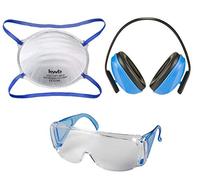 KWB 49375710 - Set de Seguridad 3 pzs SB Set Completo de Seguridad Incluye Proteccion auditiva, mascarilla y Gafas para Uso de bricolage