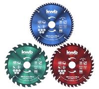 KWB 49586999 - Juego de hojas de sierra circular (190 x 30 / 20 / 16 mm para sierras circulares de mano con anillos de reducción a 16 y 20 mm)