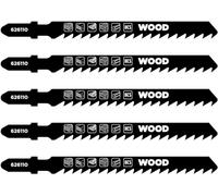 kwb 5 hojas de sierra de calar para madera, extragruesas, 100 mm (adecuadas para madera dura, madera blanda, tableros de carpintería, plásticos, acero al carbono HCS, dientes endurecidos, superficie